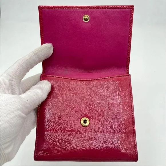 Yves Saint Laurent Red Leather Wallet - Picture 9 of 13